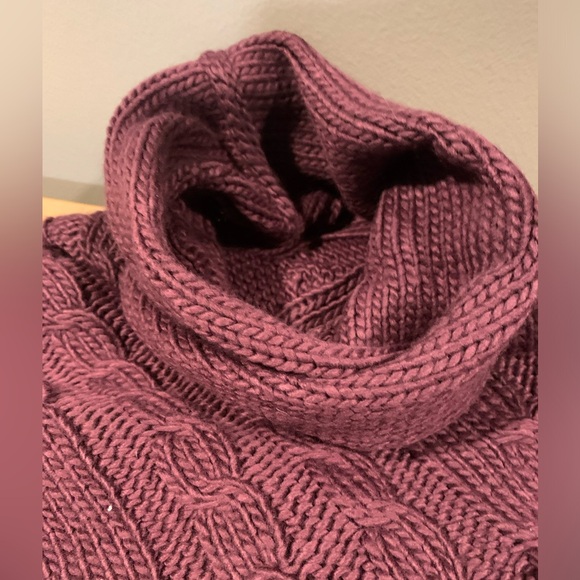 Sweater Poncho With Fringe, Beautiful Plum Color, One Size Fits Most - Picture 9 of 12